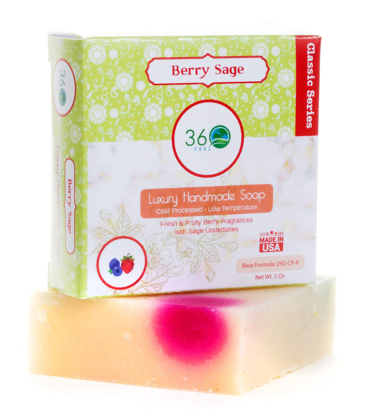 Berry Sage Soap -5oz Castile Handmade Soap bar-Fresh Fruity, Berry with Sage undertones- Pure Essential Oil Natural Soaps- Great as Anniversary Wedding Gifts- Gift ready
