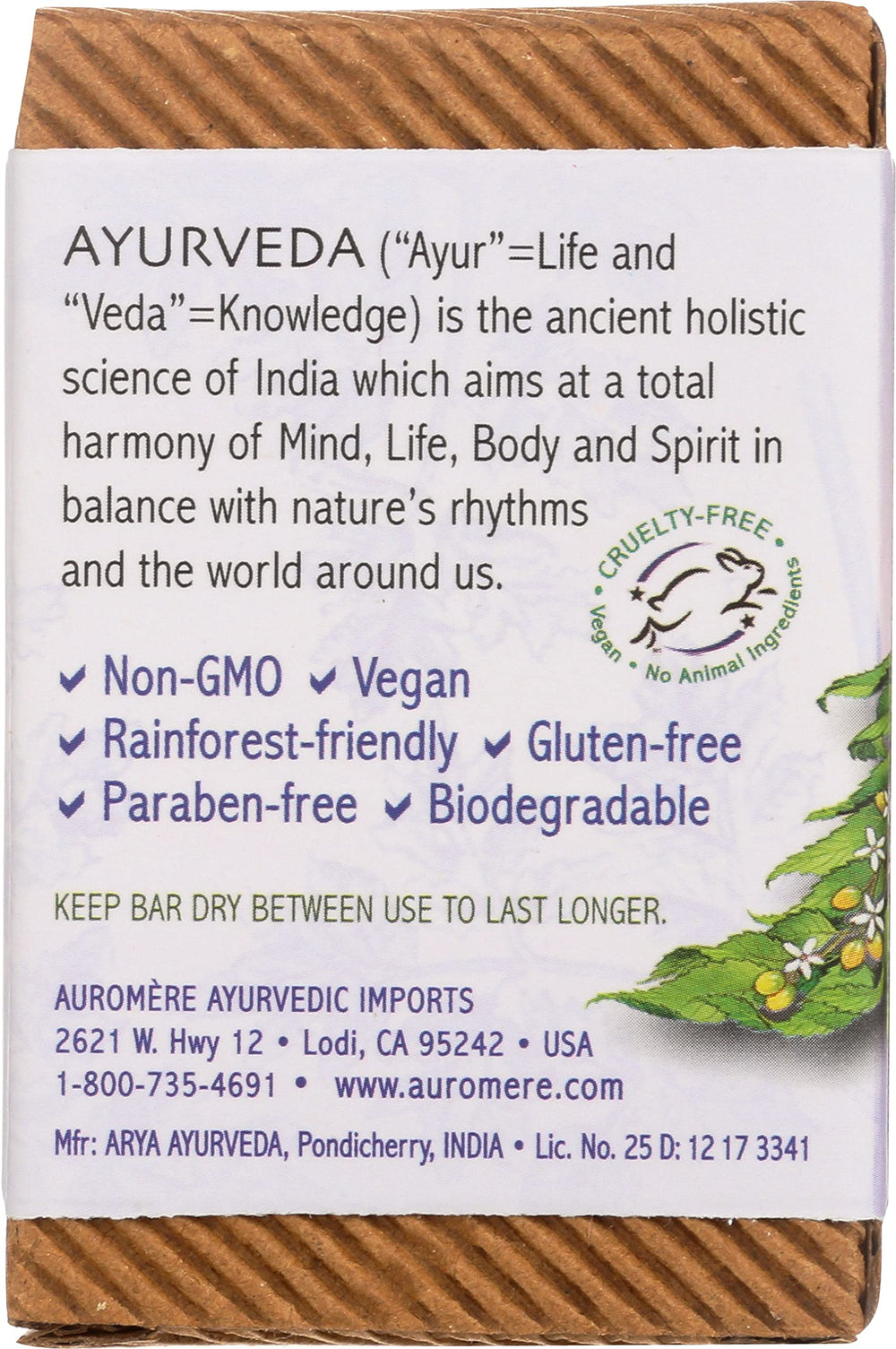Ayurvedic Bar Soap Lavender-Neem 2.75 Oz