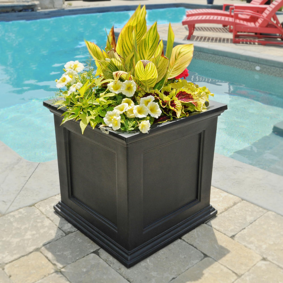 Fairfield 20-Inch Square Planter – Self-Watering, Weather-Resistant Planter for Flowers – Durable Outdoor Design for Patio, Porch, or Entryway