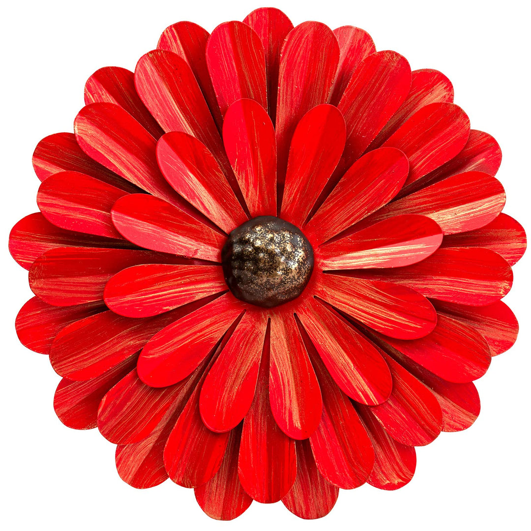 Red Metal Flowers Wall Decor Metal Wall Art Decorations Hanging For Indoor Outdoor Home Bathroom Kitchen Room Bedroom Living Room Garden Patio Porch 12 Inch