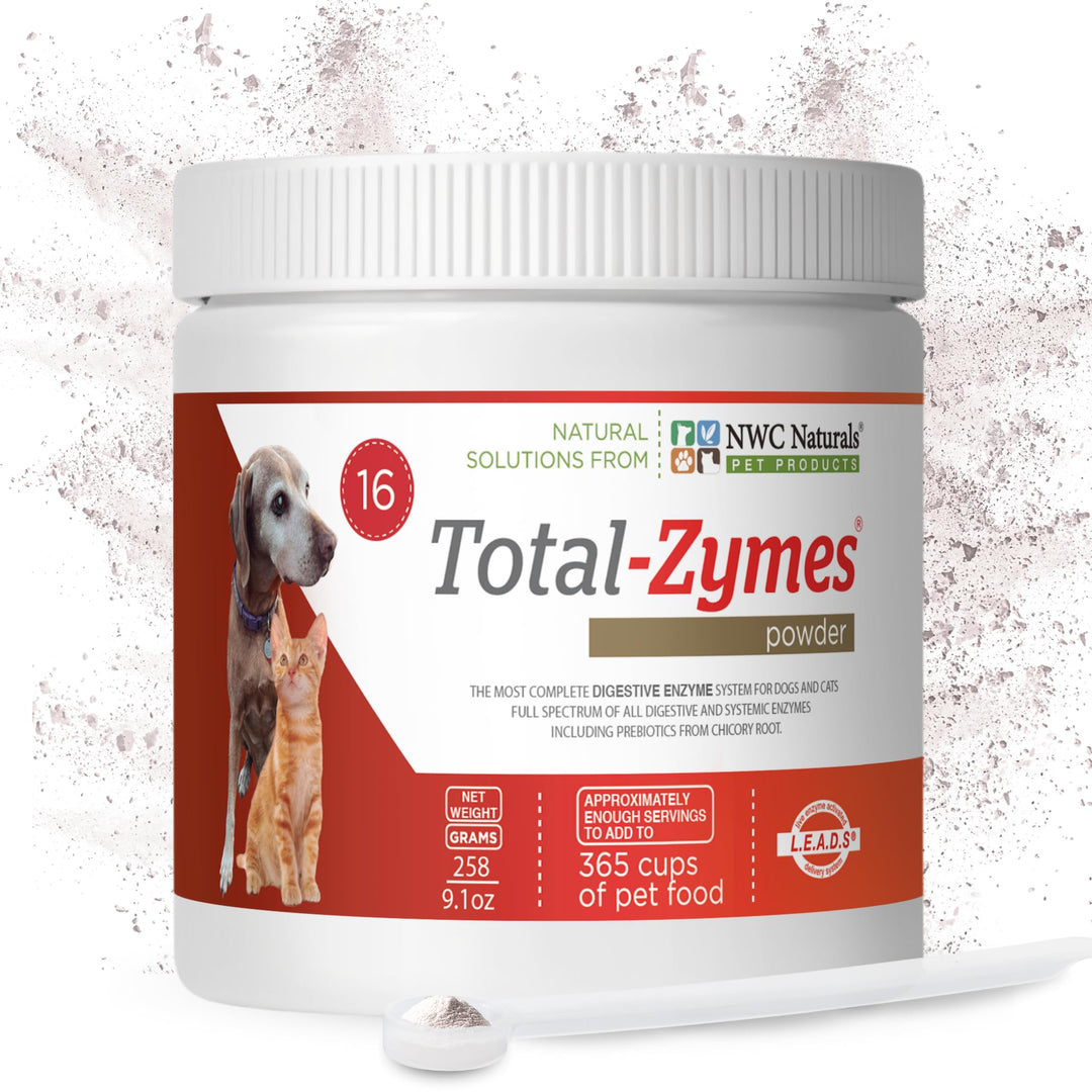 Total-Zymes Digestive Enzymes for Dogs and Cats, Unflavored Dog Food Additives for Gut Health with Prebiotic to Support Food Digestion & Absorption, Relieves Gas & Bloating, 365 Servings - 8 Ounces