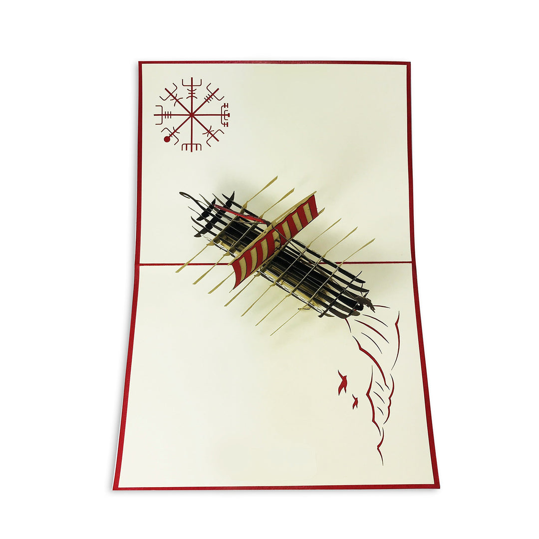 Viking Ship - WOW 3D Pop Up Greeting Card - Suitable for Birthday, Good Luck, Congrats, Fathers Day, Get well, Goodbye, Farewell - Premium, Handcrafted