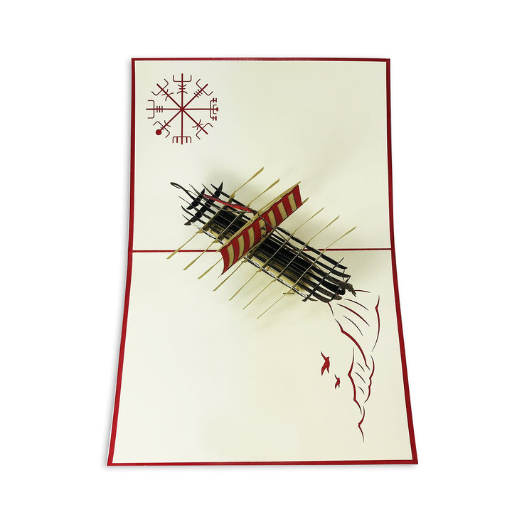 Viking Ship - WOW 3D Pop Up Greeting Card - Suitable for Birthday, Good Luck, Congrats, Fathers Day, Get well, Goodbye, Farewell - Premium, Handcrafted