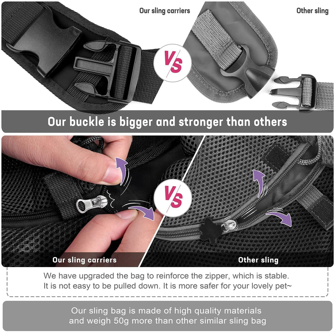 Pet Dog Sling Carrier Breathable Mesh Travel Safe Sling Bag Carrier for Dogs Cats