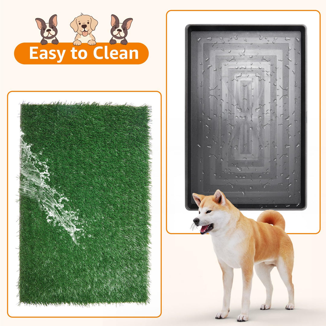 Dog Grass Pad with Tray Large, Indoor Dog Potties for Apartment and Patio Training, with 2 Packs Dog Grass Pee Pads for Replacement