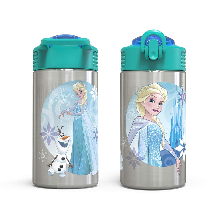 15.5oz Stainless Steel Kids Water Bottle with Flip-up Straw Spout - BPA Free Durable Design, Frozen Girl SS