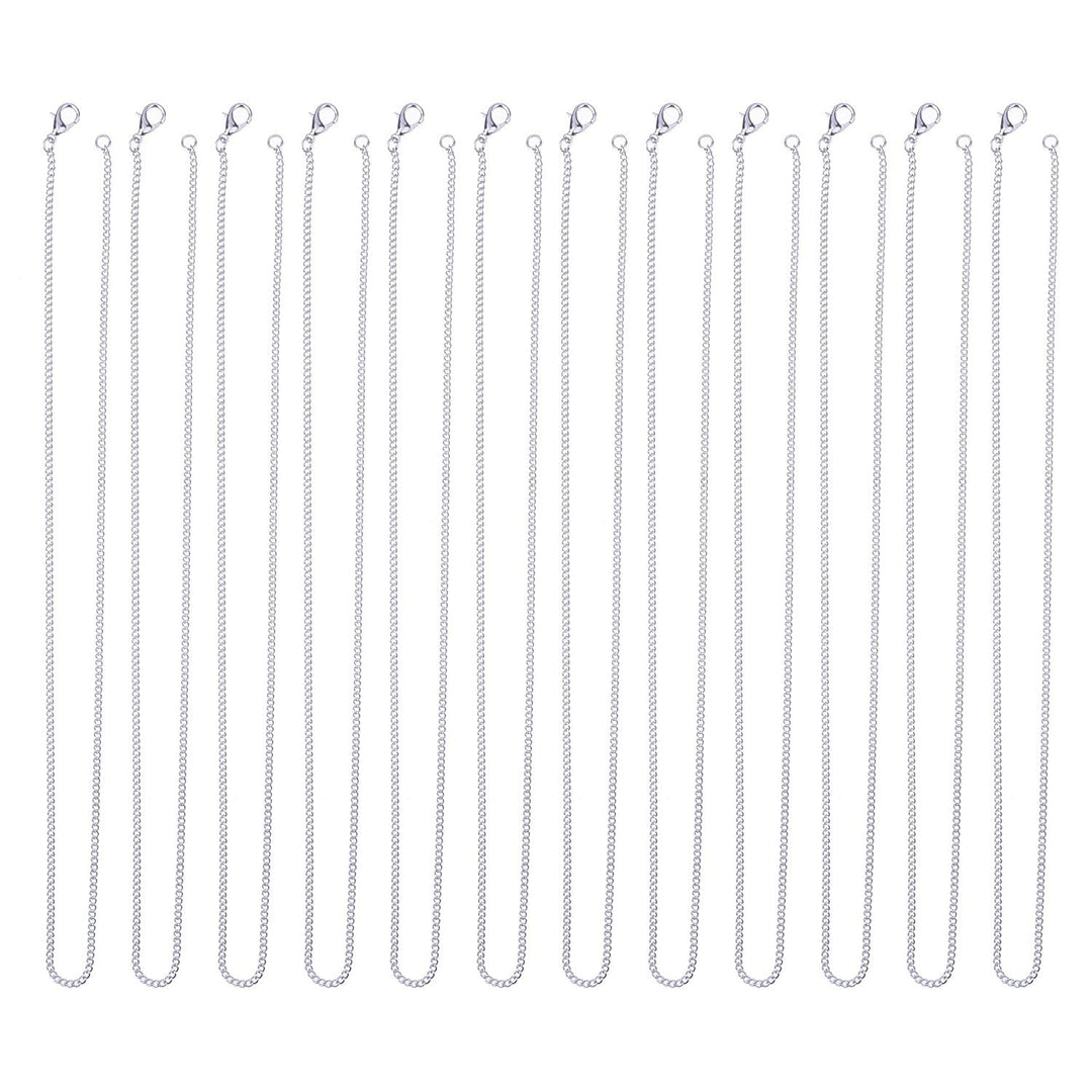 12 Pack Iron DIY Chain Necklaces Lobster Clasp Link Chain Necklaces Silver Plated (18 Inch)
