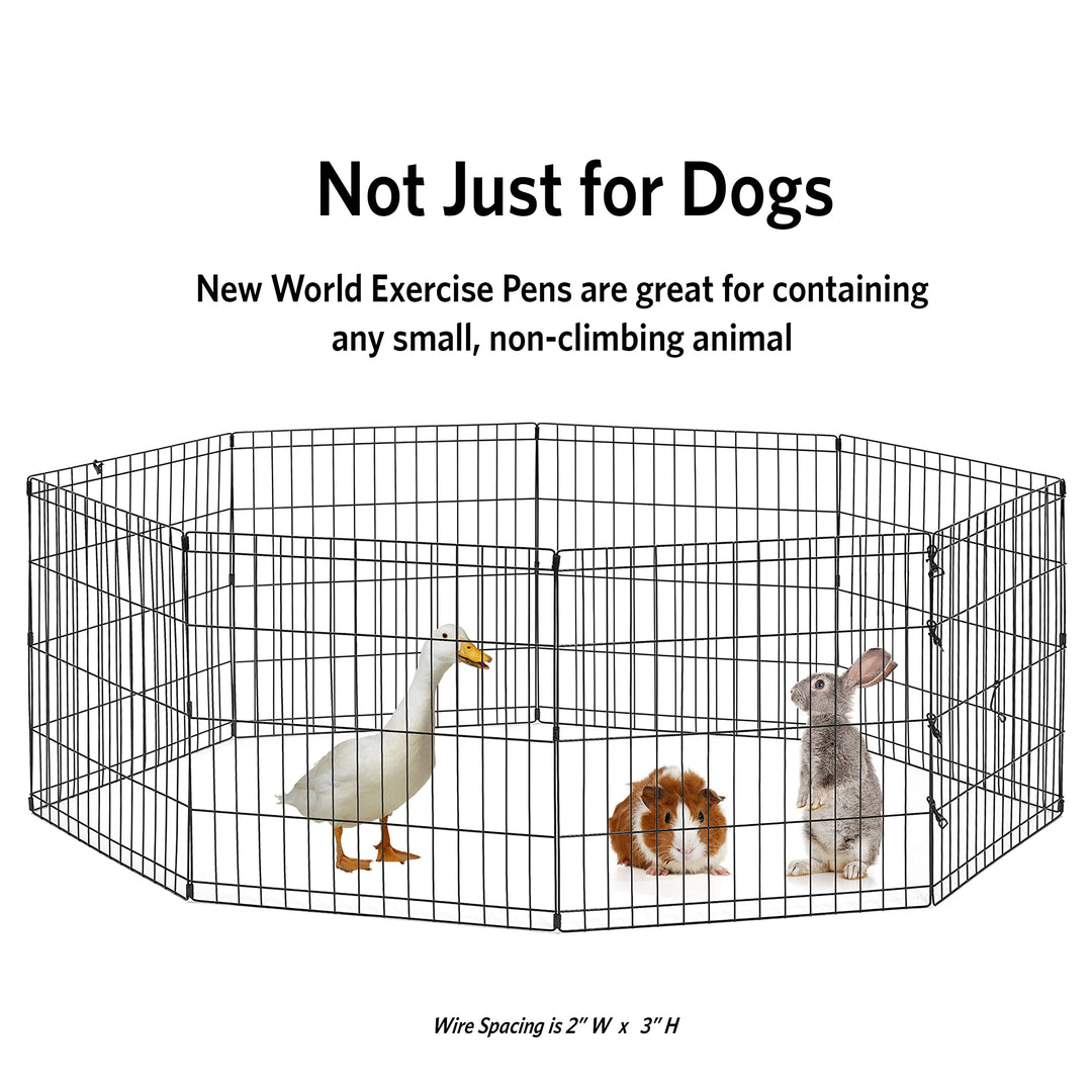 Dog Exercise Pen & Playpen, 24 W x 36 H, No Door, Black