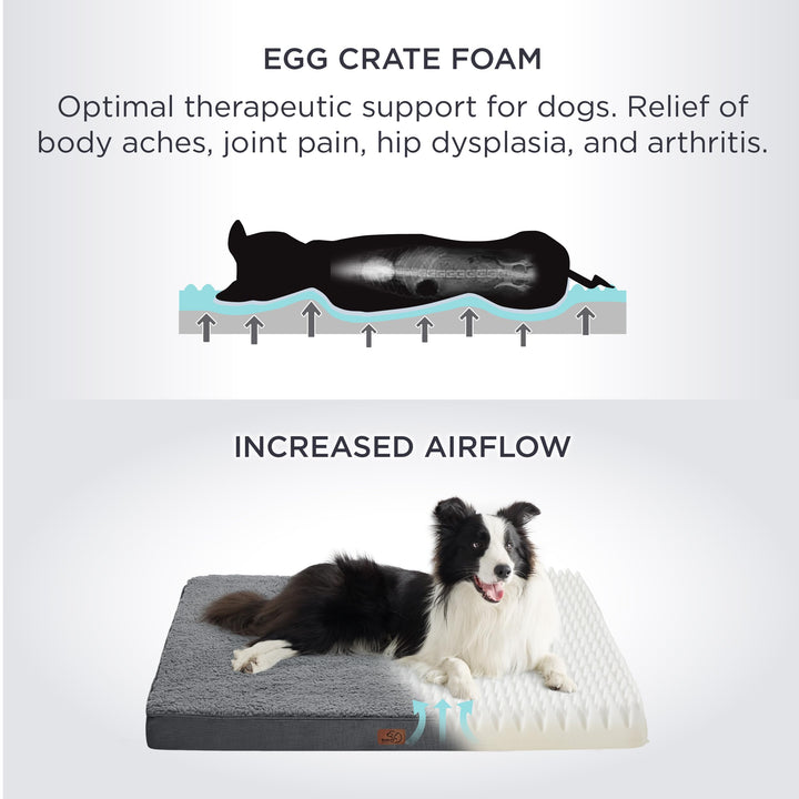 Dog Bed for Large Dogs - Orthopedic Waterproof Puppy Beds with Removable Washable Cover, Egg Crate Foam Pet Mat, Suitable for Pet Up to 65 lbs