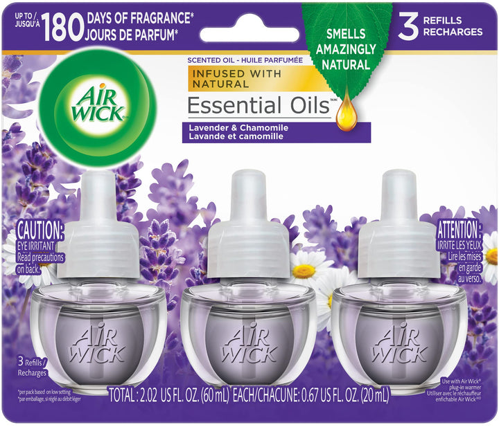 Plug in Scented Oil Refill, 3ct, Lavender & Chamomile, Air Freshener, Essential Oils