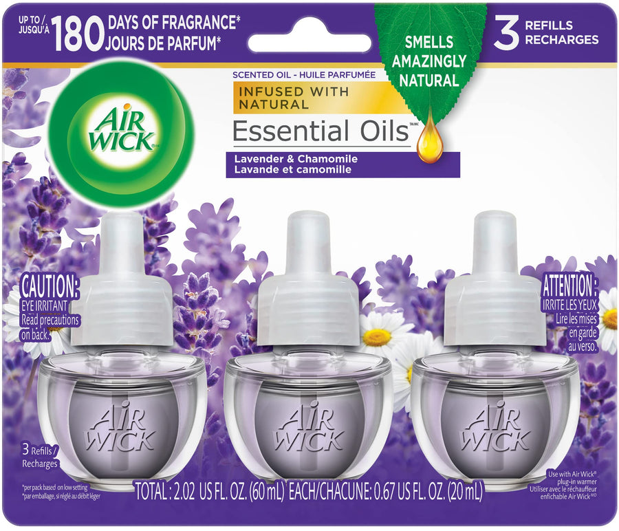 Plug in Scented Oil Refill, 3ct, Lavender & Chamomile, Air Freshener, Essential Oils