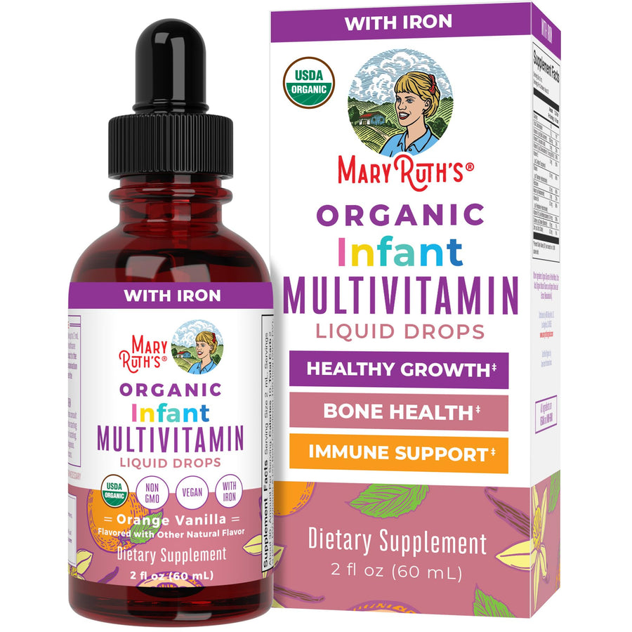 Multivitamin with Iron for Infants | USDA Organic | Liquid Drops for Babies 6-12 Months | Immune Support & Overall Wellness | Vegan | Non-GMO | Gluten Free | 2 Fl Oz