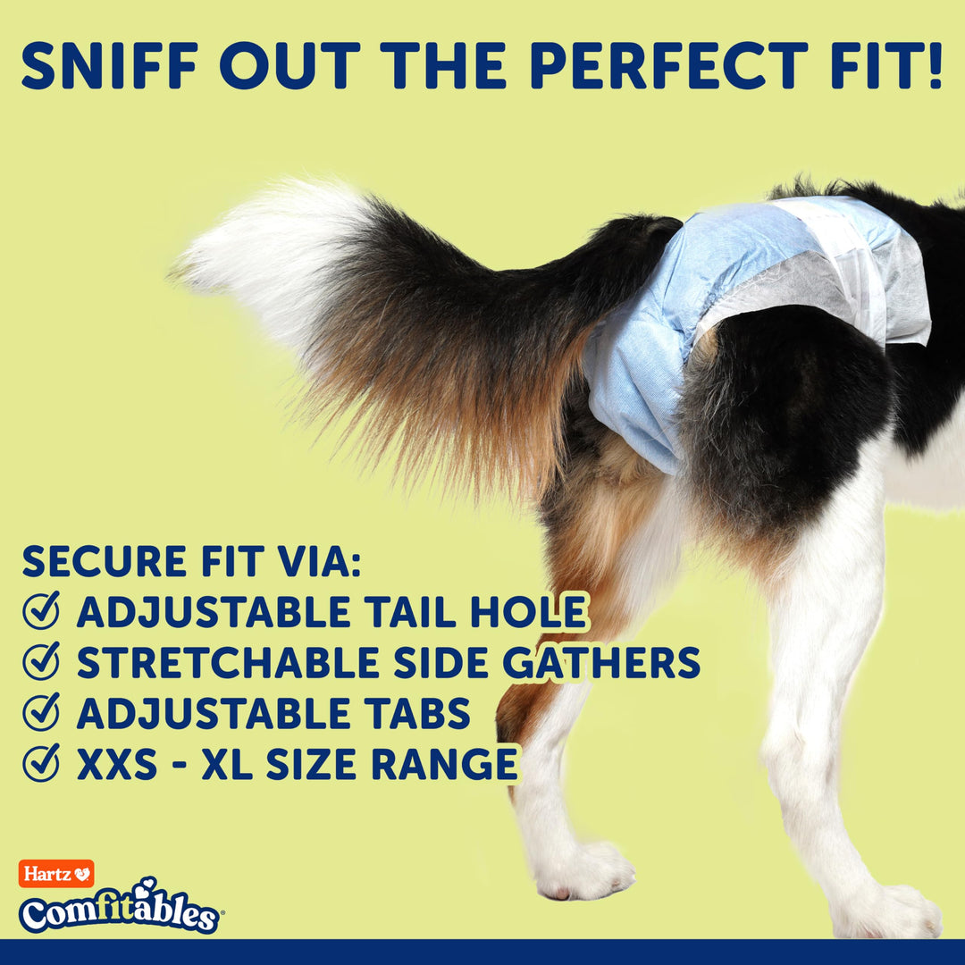 Disposable Dog Diapers, Size M 32 count, Comfortable & Secure Fit, Easy to Put On