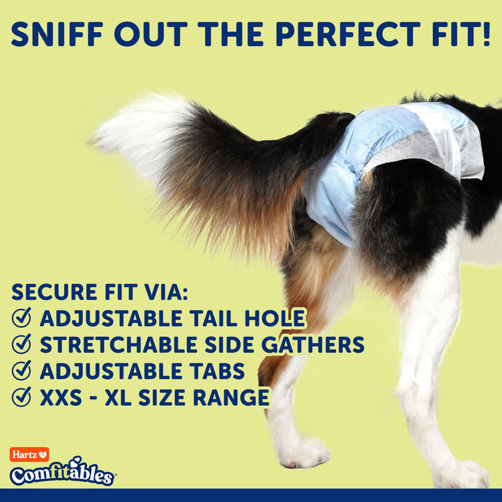 Disposable Dog Diapers, Size M 32 count, Comfortable & Secure Fit, Easy to Put On