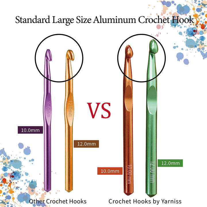 Large Aluminum Crochet Hooks Set 7mm, 8mm, 9mm,10mm, 12mm, 15mm, Big Standard Size Crochet Hooks