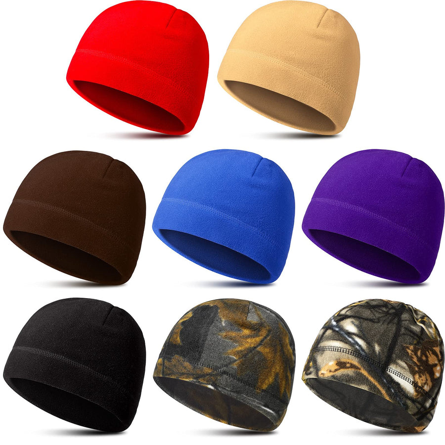 8 Pieces Fleece Hat Mens Winter Skull Cap Tactical Fleece Skull Beanie for Running Skiing Cycling Sports (Chic Style)