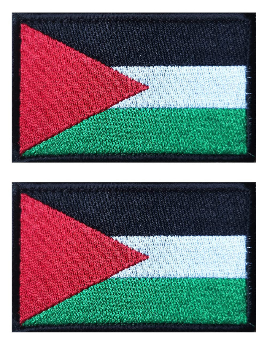 2 PCS Palestine Flag Patches Embroidered Tactical Military Morale Patch Applique Fastener Hook and Loop