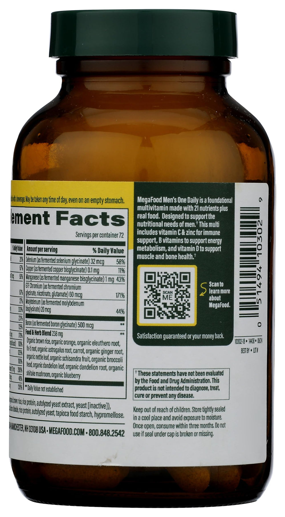 MEGAFOOD Men's One Daily, 72 CT