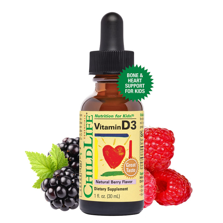 1 : Child Life Vitamin D3, Berry Flavor, Glass Bottle, 1 Ounce