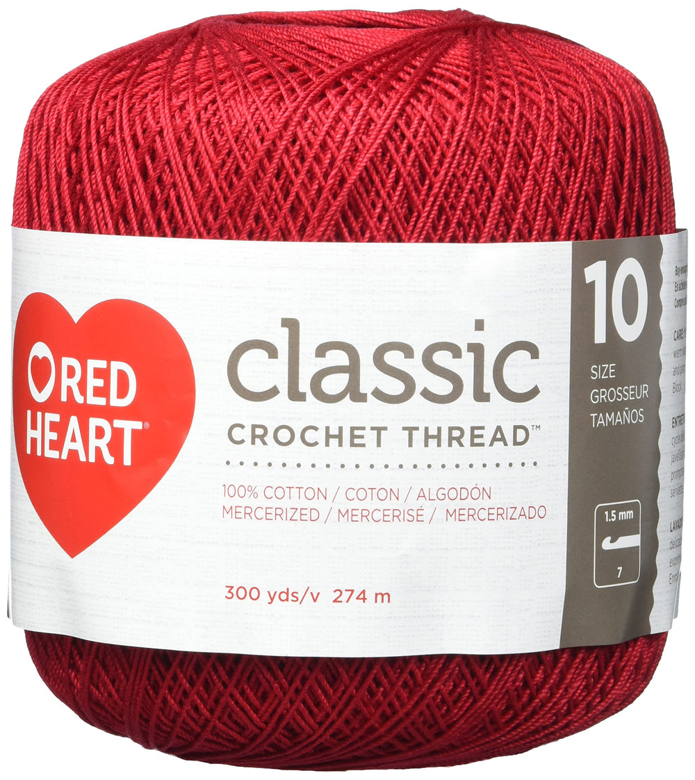 RED HEART Classic Crochet Thread, 10, Victory Red, 900 Foot