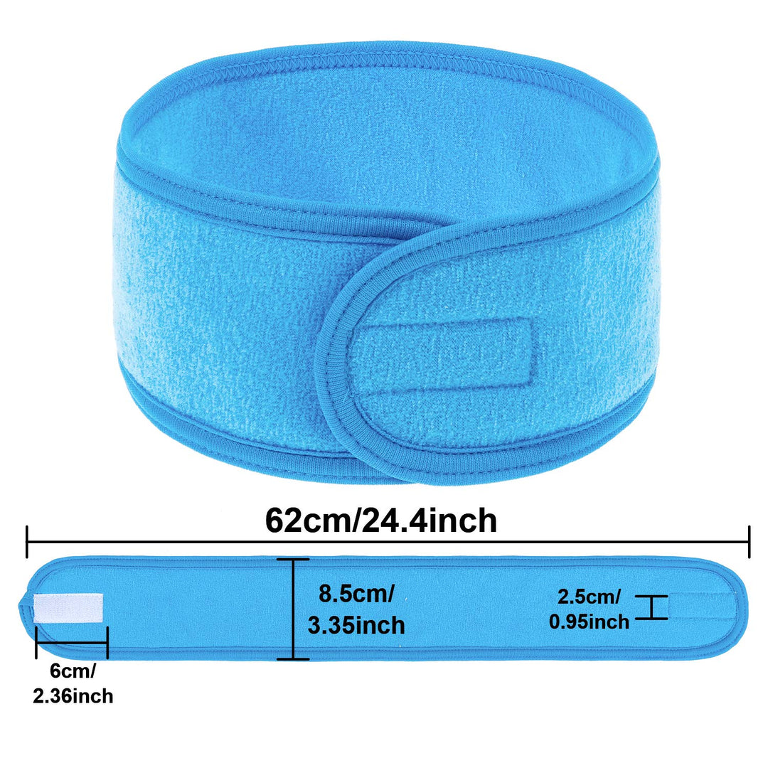 4 PCS Spa Headband, Make up Hair Band, Stretch Terry Cloth Headband for Sport Yoga Shower (Blue)
