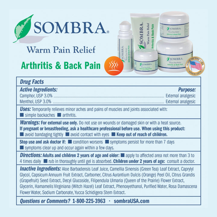 Sombra Warm Therapy Pain Relieving Gel 8 Ounce 2 Count