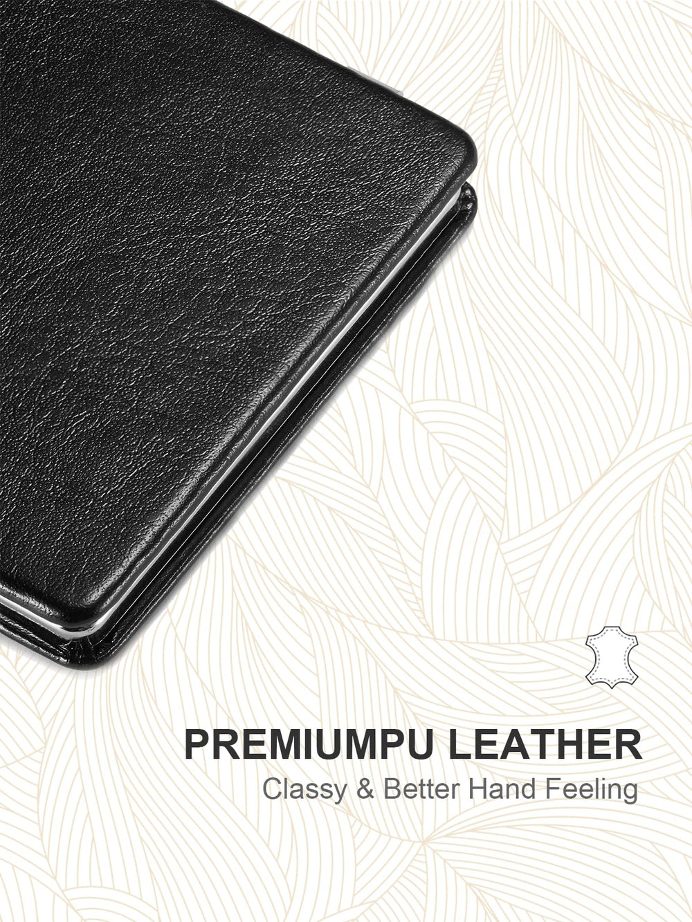 Compact Mirror, Classical PU Leather 1X/3X Magnification, Pocket Ultra Portable for Purses and Travel (Black)