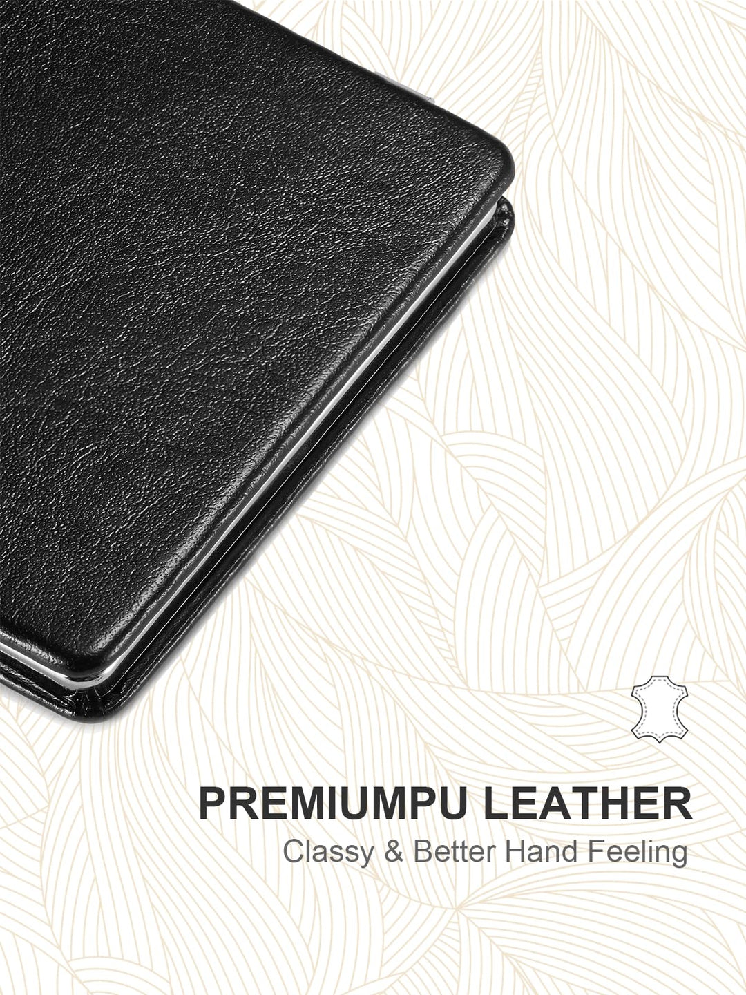 Compact Mirror, Classical PU Leather 1X/3X Magnification, Pocket Ultra Portable for Purses and Travel (Black)