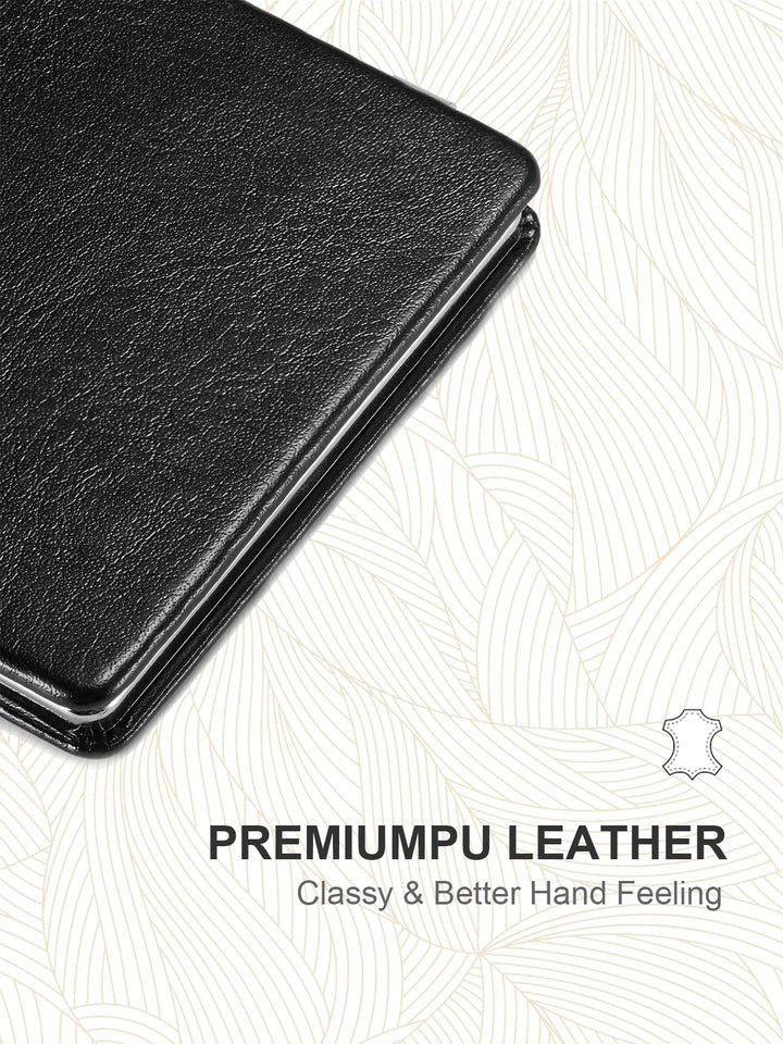 Compact Mirror, Classical PU Leather 1X/3X Magnification, Pocket Ultra Portable for Purses and Travel (Black)