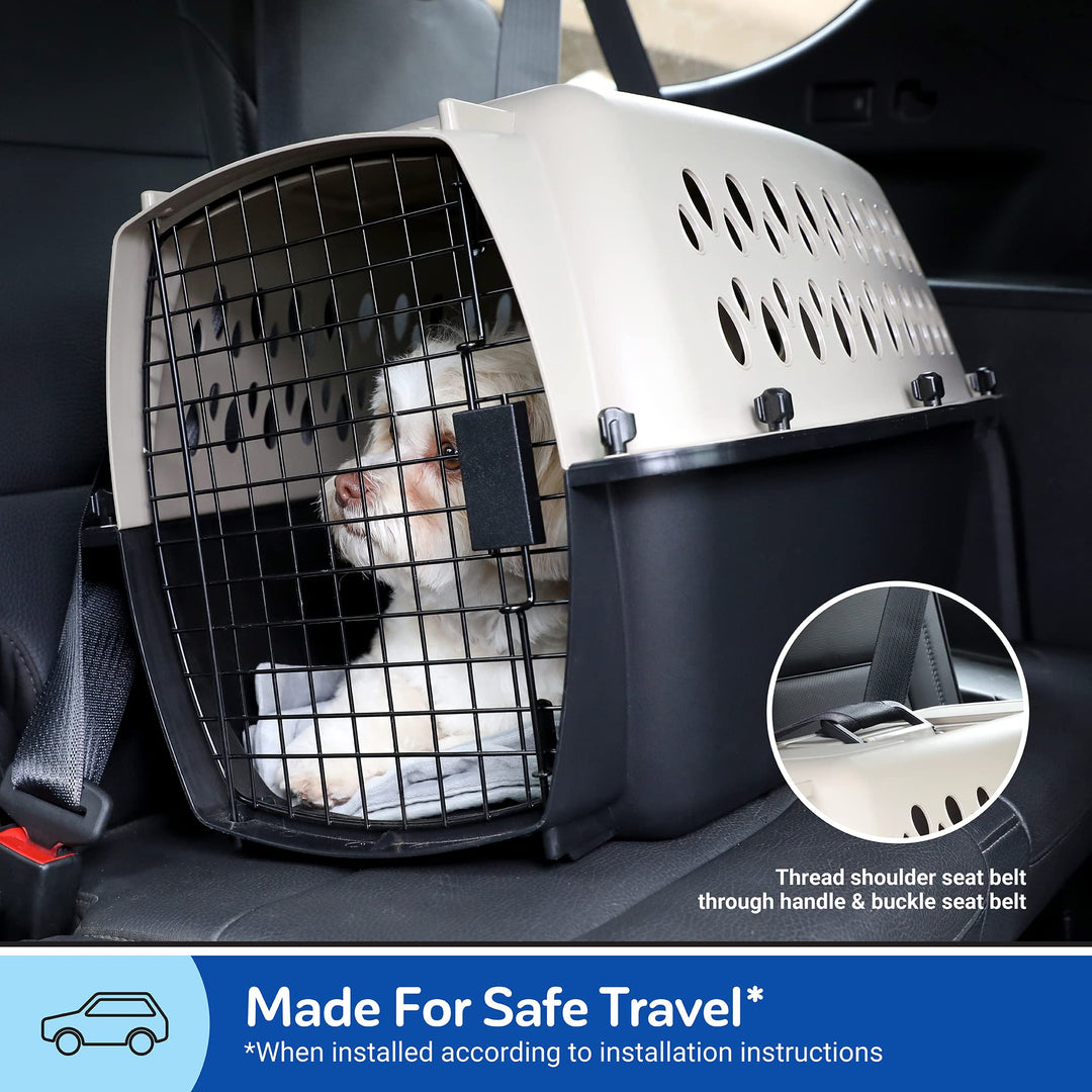 Vari Dog Kennel - Portable Dog Carriers & Crates for Small Dogs, Airline-Friendly, Durable Plastic, Pet Carrier For Home and Travel, 24 Inches, Taupe and Black