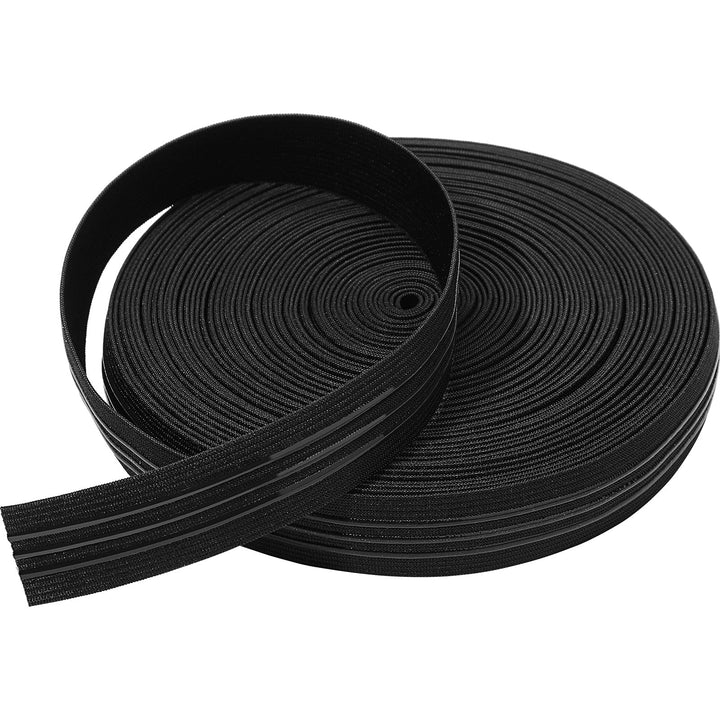 Silicone Backed Elastic Band Non-Slip Sewing Elastic Band Silicone Elastic Webbing,for Wig Sewing Project,Black (3 Stripes,15 Yards x 1 Inch)
