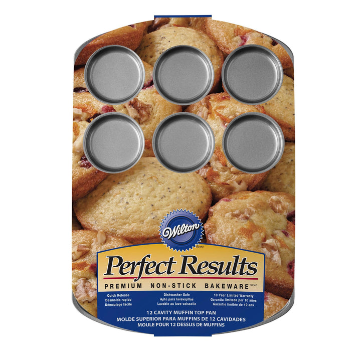 Perfect Results 12-Cavity Muffin Top Pan, Made without PFAS Non-Stick Bakeware, Scratch Resistant Baking Pan (Steel), the Must-Have Kitchen Essential.