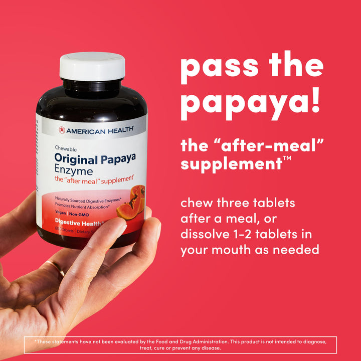 Original Papaya Enzyme Chewable Tablets - Promotes Nutrient Absorption and Helps Digestion - Gluten-Free, Vegetarian - 100 Count, 33 Total Servings