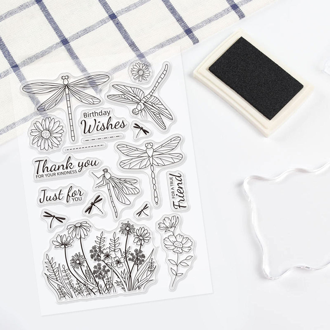 Dragonfly Cut Dies and Clear Silicone Stamp Set for DIY Scrapbooking Album Decorative Wedding Invitation Card Making