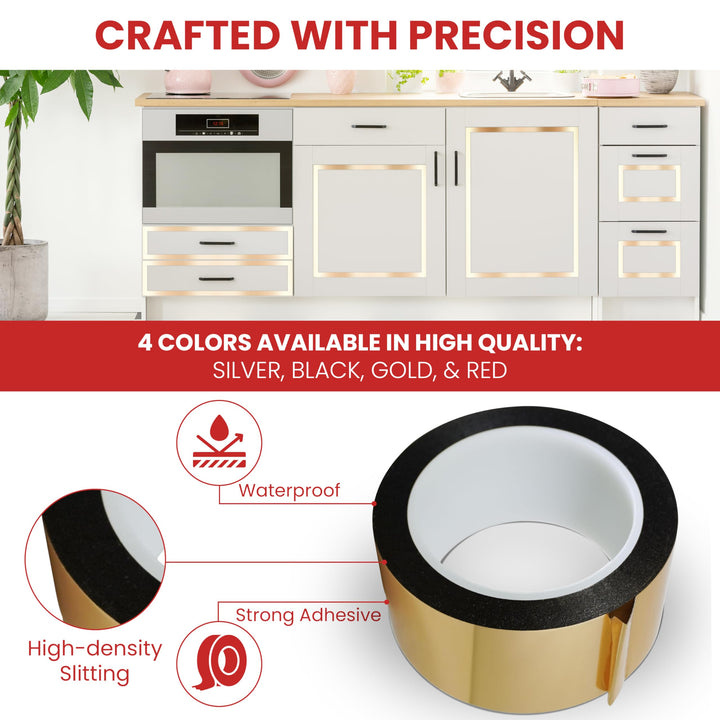 T.R.U. MMYP-1 Metalized Polyester Film Tape with Acrylic Adhesive. Multiple Colors Available. 72 Yards. (Gold, 1/4 in.)