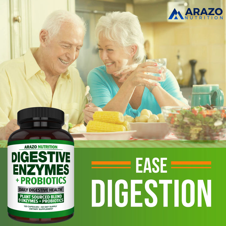 Digestive Enzymes with Probiotics - Multi Enzyme Nutritional Supplement - Acidophilus Bromelain Papaya Papain Lipase & Lactase - Improve Digestion - 120 Pills -