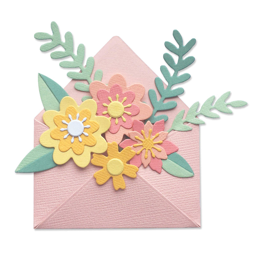 Thinlits Die 665078 Flowers w/Envelope by Jennifer Ogborn 12 Pack, Multicolor