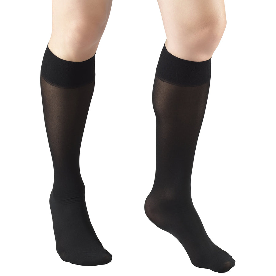 Truform Women's 8-15 mmHg Sheer Knee High Compression Stockings, Black, Large