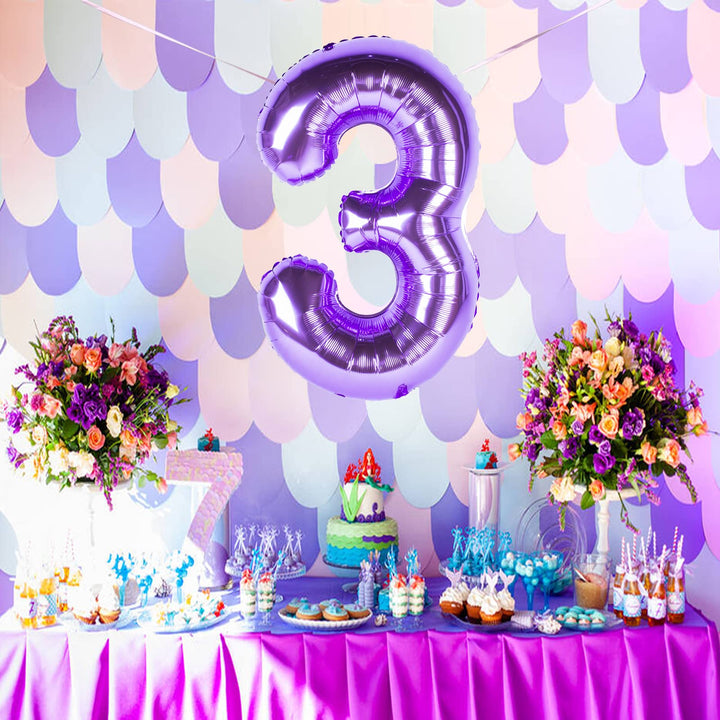 New 40 Inch Purple Digit Helium Foil Birthday Party Balloons Number 3, 1 Piece
