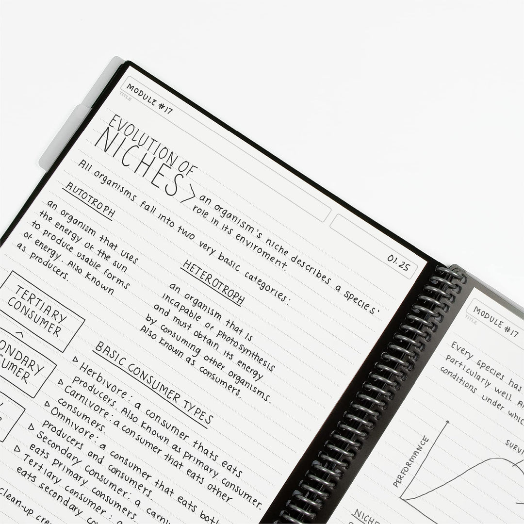 Multi-Subject Smart Scannable Notebook with Dividers | Lined Reusable with 1 Pilot Frixion Pen & 1 Microfiber Cloth | Green, Letter Size (8.5 x 11)