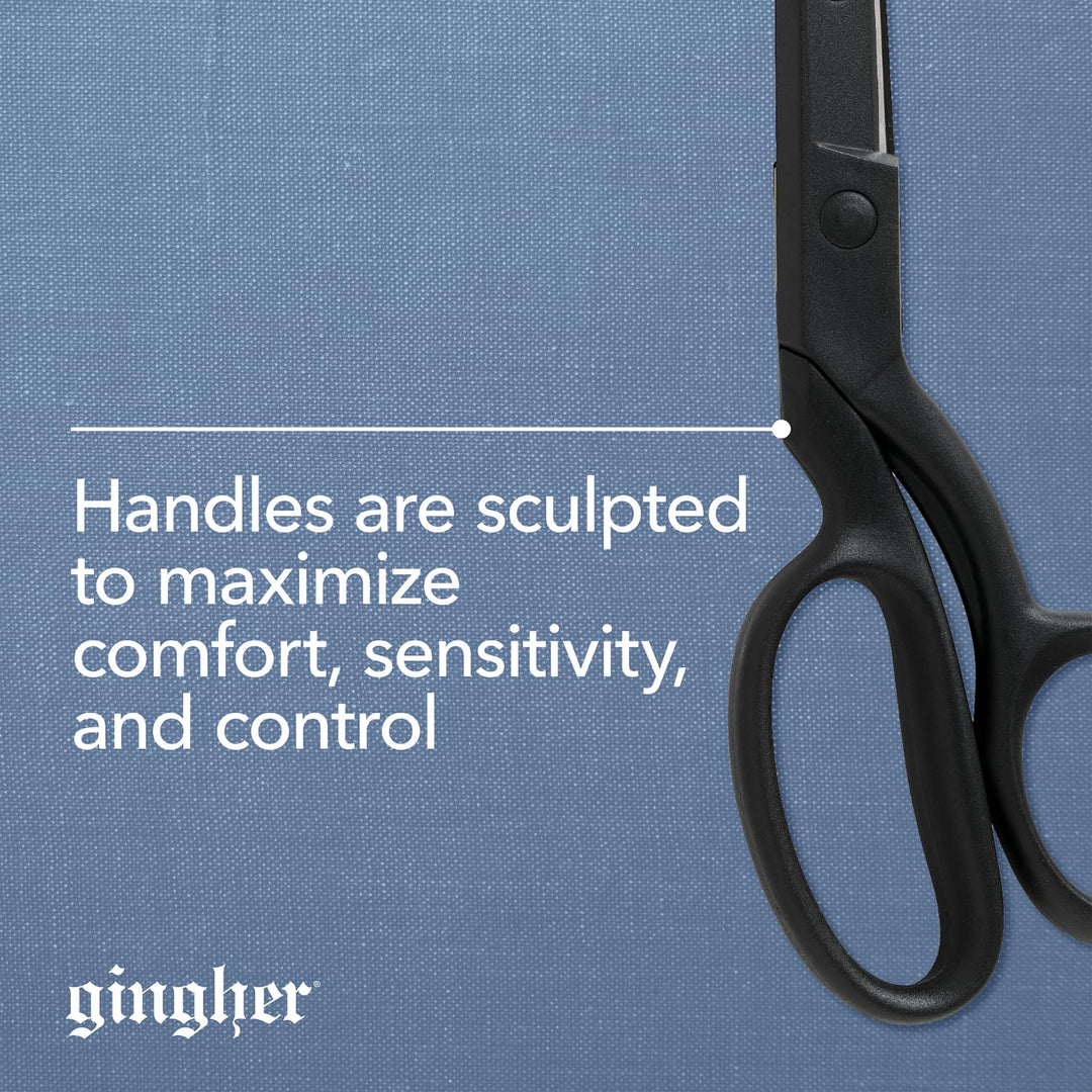 Gingher Featherweight Bent Handle Scissors - 8 Stainless Steel Shears - Sharp Fabric Scissors - Black