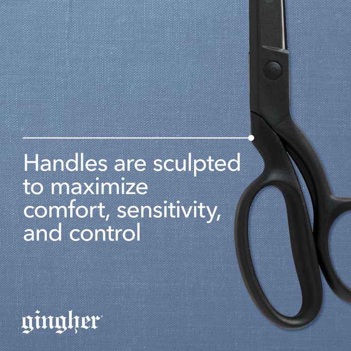 Gingher Featherweight Bent Handle Scissors - 8 Stainless Steel Shears - Sharp Fabric Scissors - Black