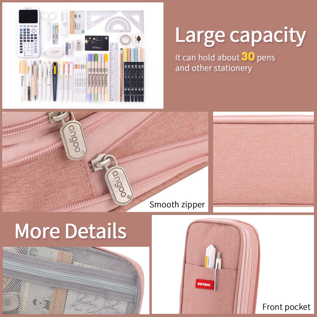 Big Capacity Pencil Case Large Pencil Pouch Stationery Pen Bag for Teen Girls-Deep Pink