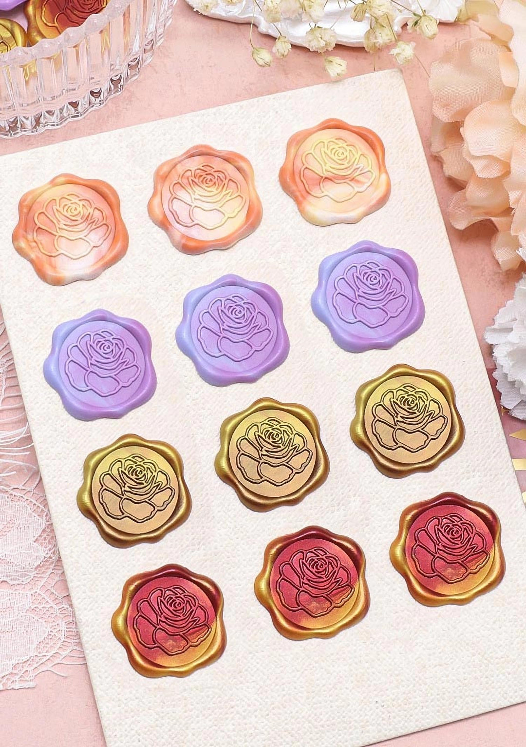 Wax Seal Stamp - Ideal Embellishment of Invitations,Vintage Envelopes,Journal,Cards,Postcards,Invitations,Scrapbooks,Mails,Gift Wrapping Boxes (Rose)