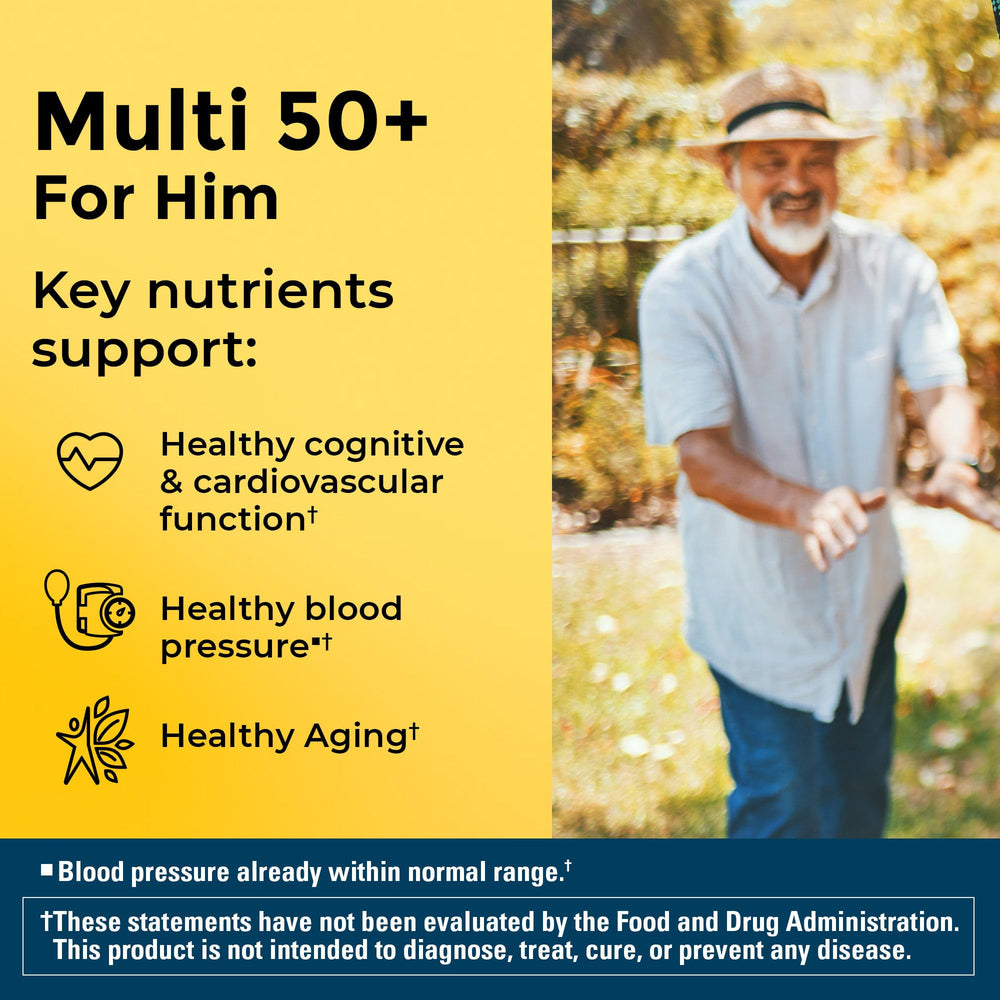 Multivitamin For Him 50+, Mens Multivitamins for Daily Nutritional Support, Multivitamin for Men, 90 Tablets, 90 Day Supply