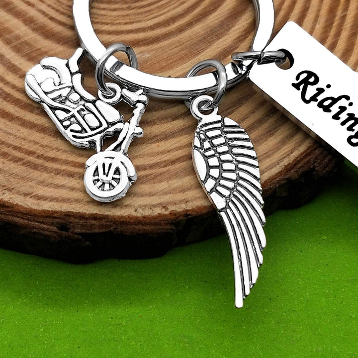 Memorial Jewelry Keychain for Loss of Loved One, Motorcycle Sympathy Keyring, Remembrance Jewelry Gift in Memory of Dad, Husband, Brother, Mom, Wife, Sister, Stainless Steel