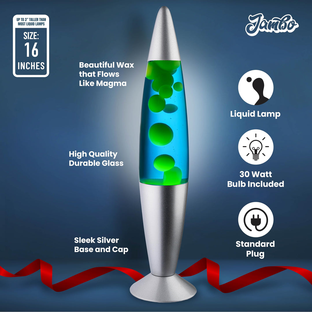 16 Beautiful Lamp- The Upgraded Motion Lamp- Blue with Yellow/Green Wax, Relaxing Liquid Lamp, Night Light Nightlight, Home Decor Living Room Office Bedroom Lamp for Adults Teens Kids, Magma