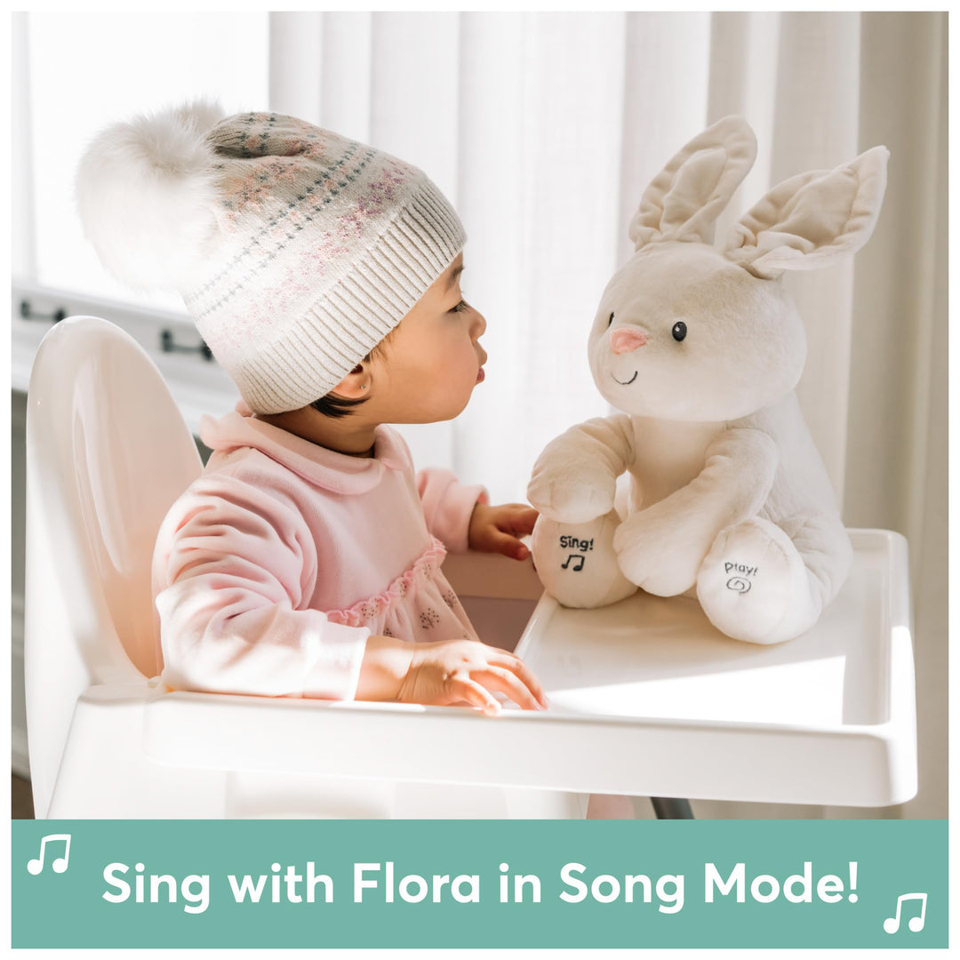 Baby Flora The Bunny Animated Plush, Singing Stuffed Animal Toy for Ages 0 and Up, Cream, 12 (Styles May Vary)
