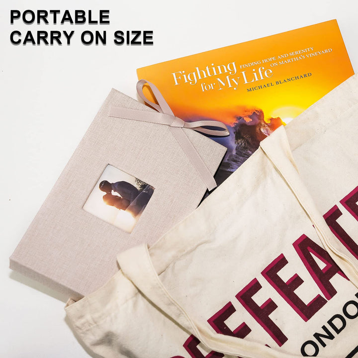Small Photo Album 4x6, Mini Picture Book with 26 Pockets, Clear Pages Holds 52 Photos, Linen Fabric Cover Postcards Photobook Beige 2 Pack
