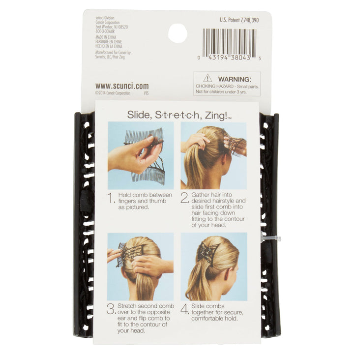 Braided Upzing Double Combs Large, Easy-Stretch, Assorted Colors